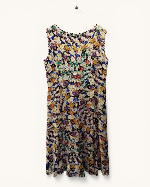 Caroline Charles floral 100% silk dress size 16