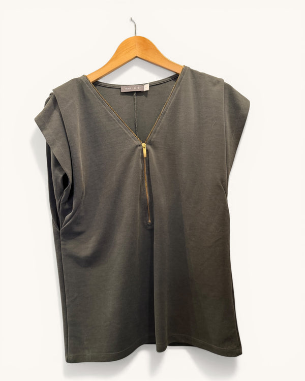 Mint Velvet grey zip feature top size small