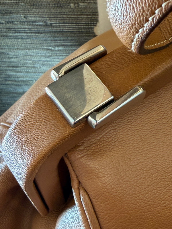 Prada Madras Cerniera Frame Doctor's Bag — Camel Leather