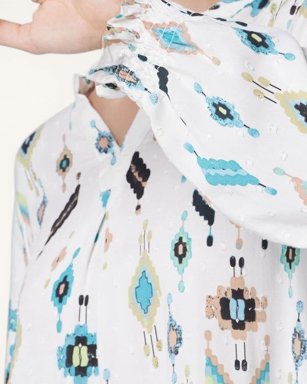 Cream, cream/blue blouse size 12
