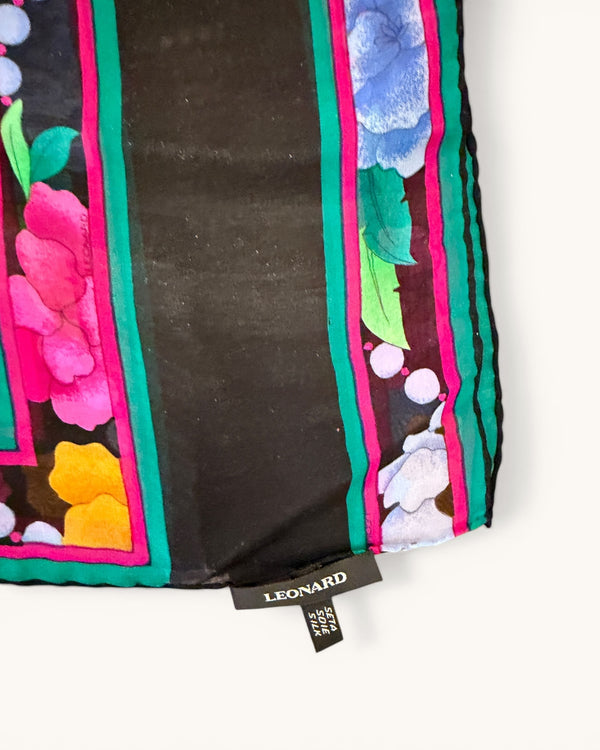 Leonard black floral silk scarf