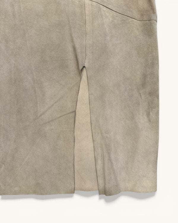 Ralph Lauren Purple Label Fine Suede Skirt – Stone | Size 12