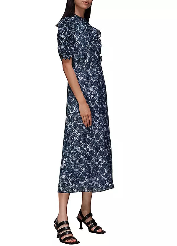 Whistles navy lilac dress 12