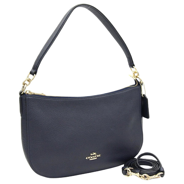 Coach small navy hobo leather handbag