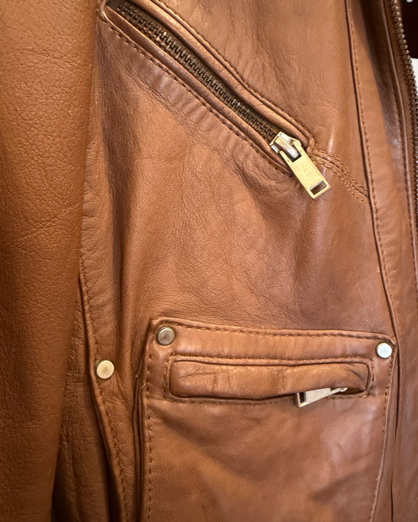 Mint Velvet Tan Leather Jacket – Size 12