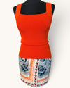 Commense Orange retro wrap skirt size small