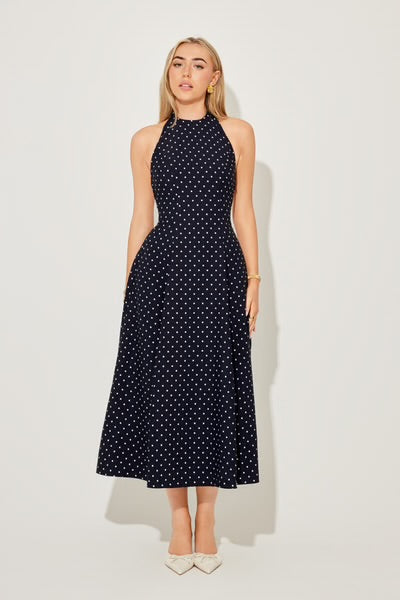 Odd muse Navy polka dot dress XS AP