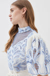 Karen Millen blue/cream dress size 8 AP