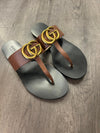 Gucci tan leather GG marmont toe thong size 36