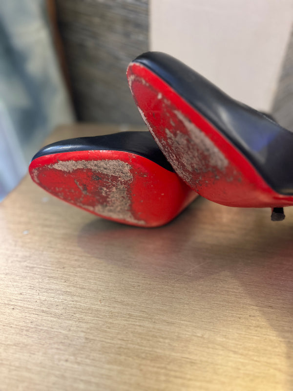 Black leather louboutin shoes 5.5