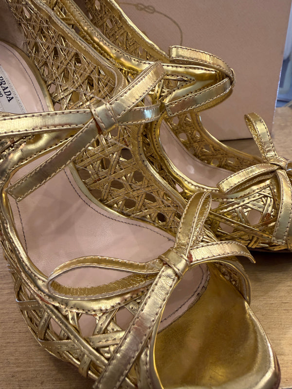 Prada gold shoes 38.5