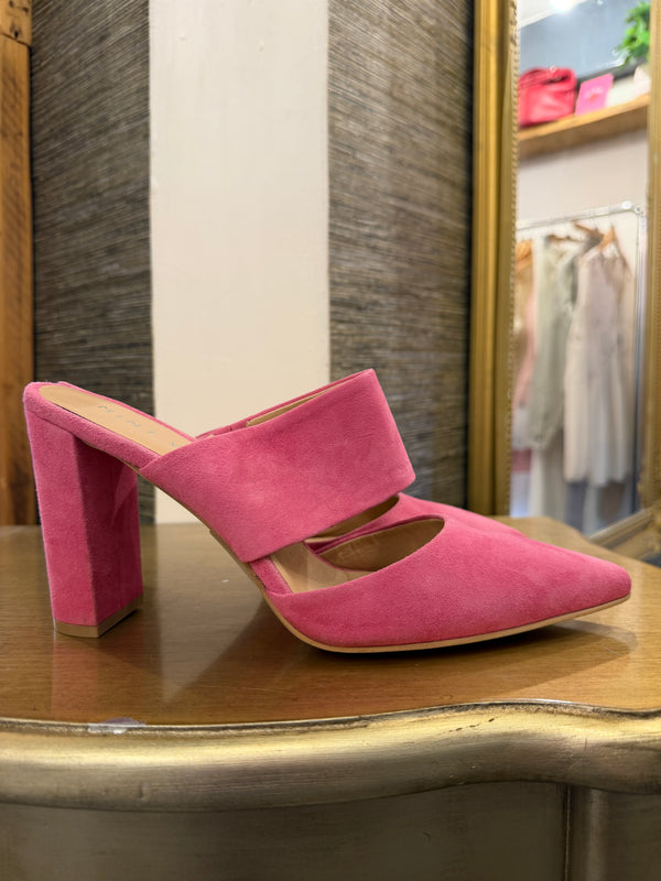 Mint Velvet pink suede mules size 40
