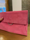 Mint Velvet pink suede clutch bag