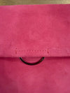 Mint Velvet pink suede clutch bag