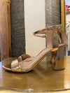 Carvela rose gold block heel sandals size 40