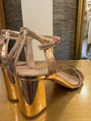 Carvela rose gold block heel sandals size 40