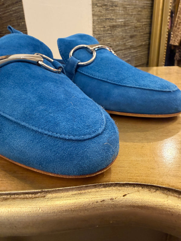La Cora Blue suede loafers size 40