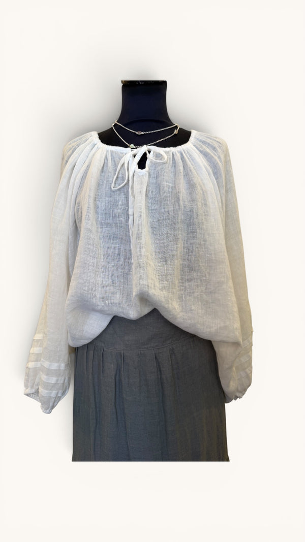 Jaeger white linen blouse size Large