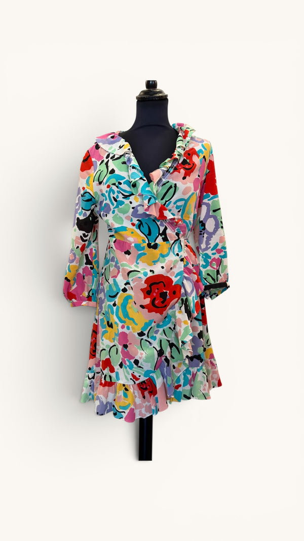 Rixo multi colourful silk wrap size small