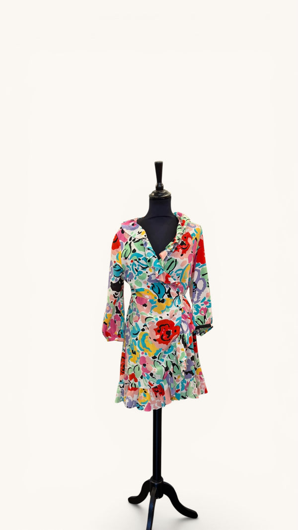 Rixo multi colourful silk wrap size small