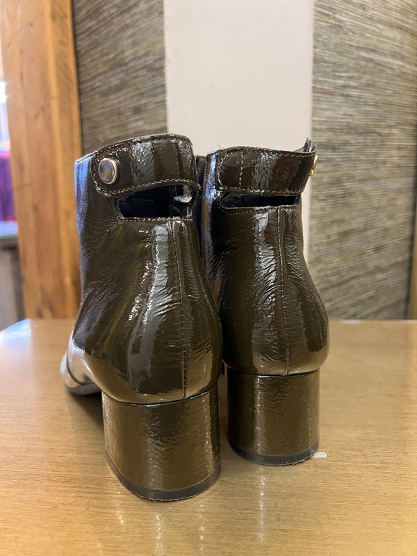 Kin forest green patent ankle boots Size 4