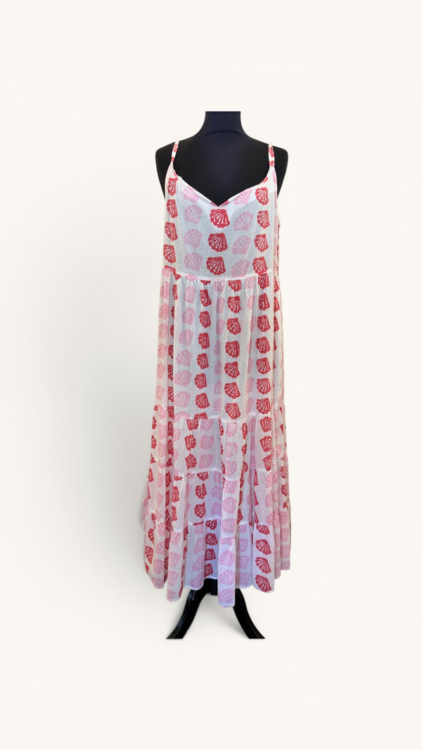 Anegada pink/white shell dress size Medium