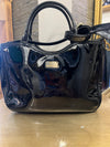 Lulu Guinness black patent tote handbag