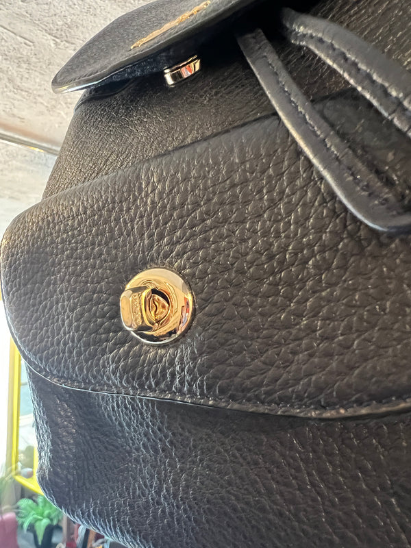 Coach navy grained leather small backpack