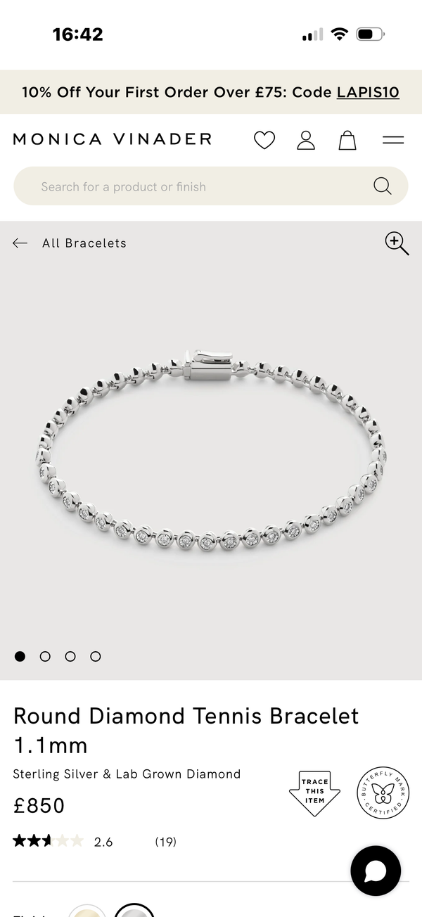 Monica vinader Lab diamond tennis bracelet