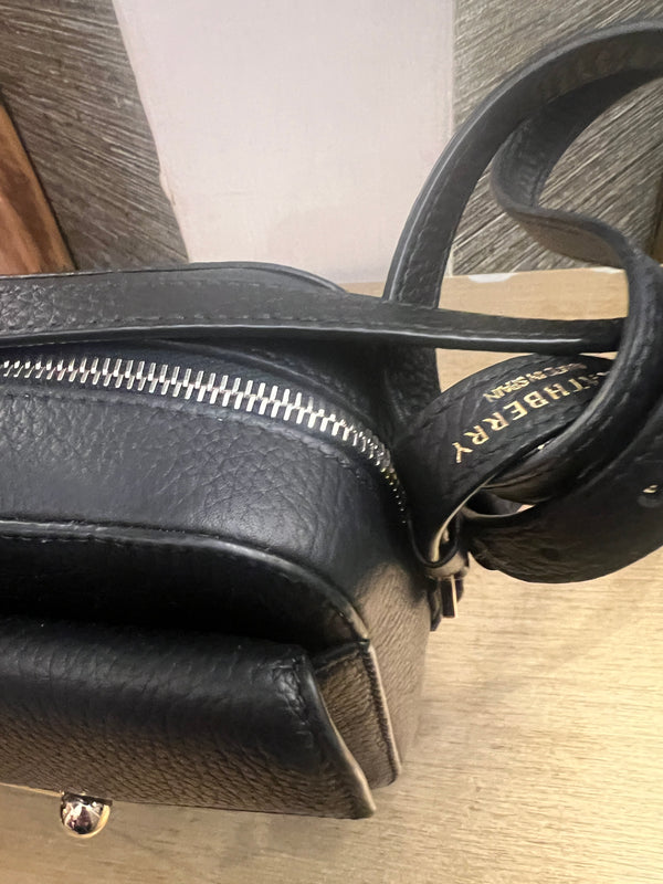 Strathberry black leather mini camera handbag