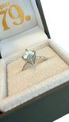 Chapter 79 Blue topaz kite shape and diamond 9ct white gold ring