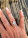Chapter 79 Blue topaz kite shape and diamond 9ct white gold ring