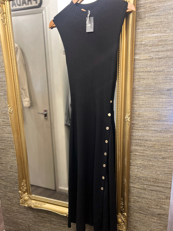 Maje black ribbed dress Size Small