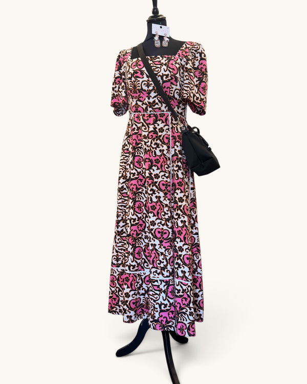 Me + Em Black & Pink Fine Cotton Dress | Size 10