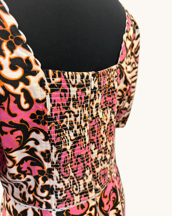 Me + Em Black & Pink Fine Cotton Dress | Size 10