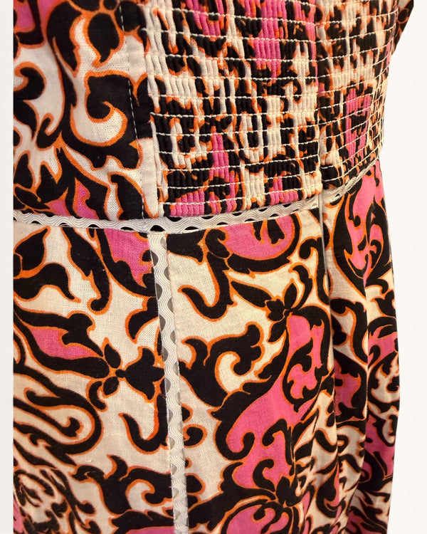 Me + Em Black & Pink Fine Cotton Dress | Size 10