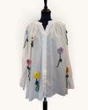No Label white bright crochet flower shirt one size