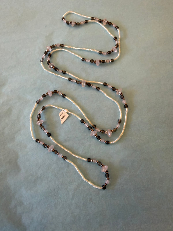 Bouton shaped Pearls & Amethyst/Rose Quartz Necklace