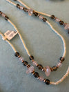 Bouton shaped Pearls & Amethyst/Rose Quartz Necklace