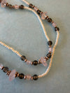 Bouton shaped Pearls & Amethyst/Rose Quartz Necklace
