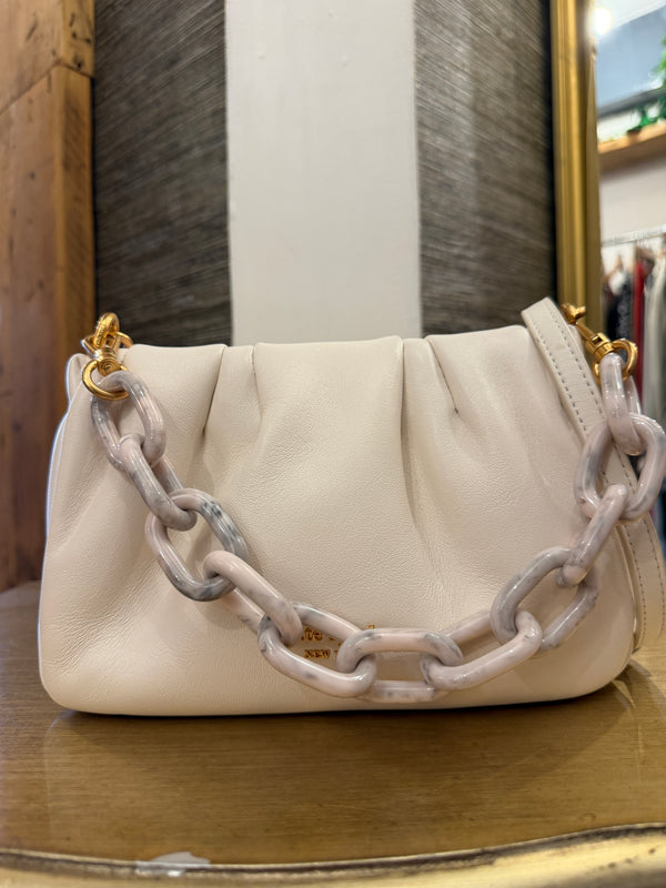 Kate Spade white cloud leather handbag with chain attachment
