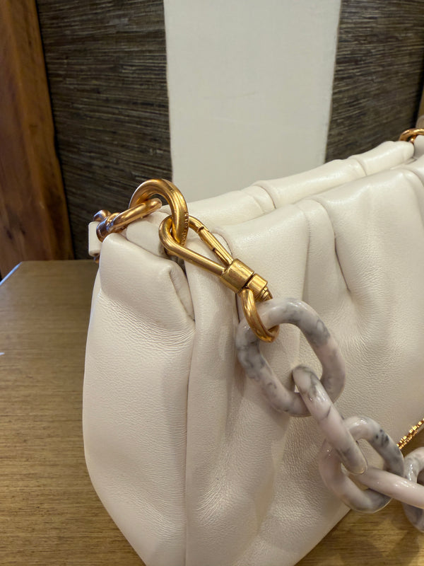 Kate Spade white cloud leather handbag with chain attachment