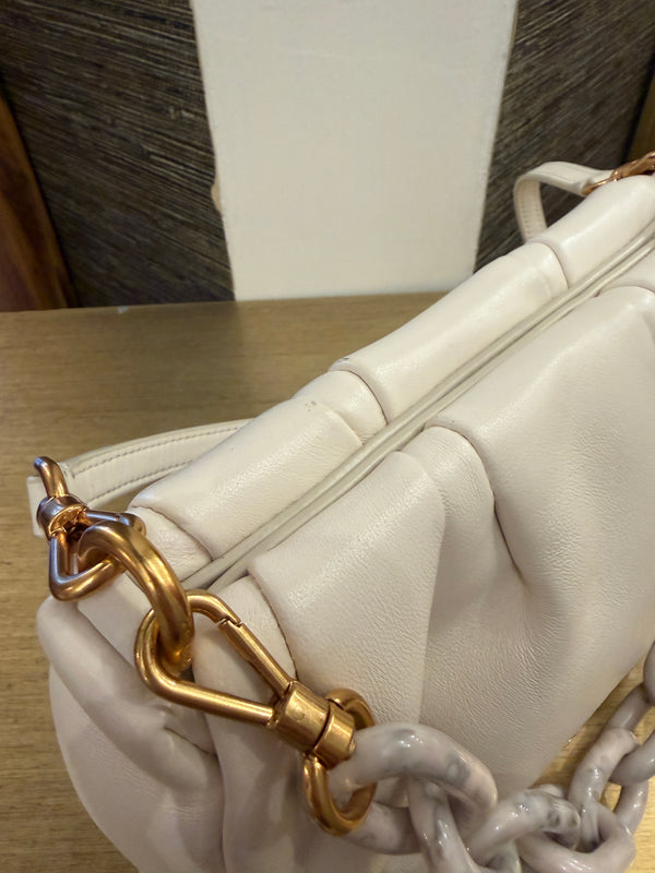 Kate Spade white cloud leather handbag with chain attachment
