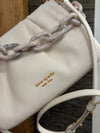 Kate Spade white cloud leather handbag with chain attachment