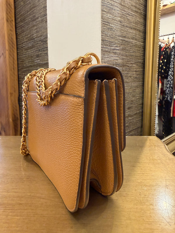 Tory Burch tan / gold chain handbag