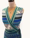 Diane Von Furstenberg Wrap Dress – Blue & Green Print, Size 10