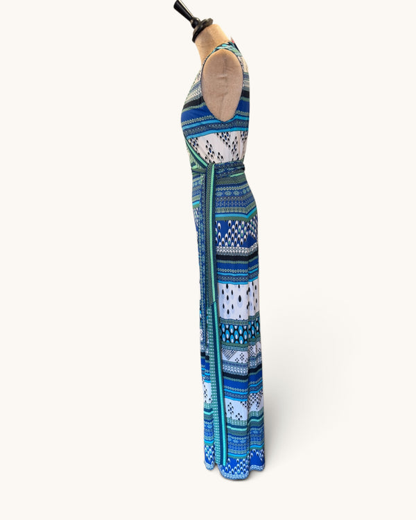 Diane Von Furstenberg Wrap Dress – Blue & Green Print, Size 10