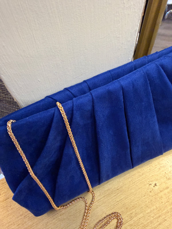 Parodox royal blue suede clutch bag