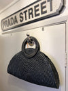Black Moon Straw Handbag Tote