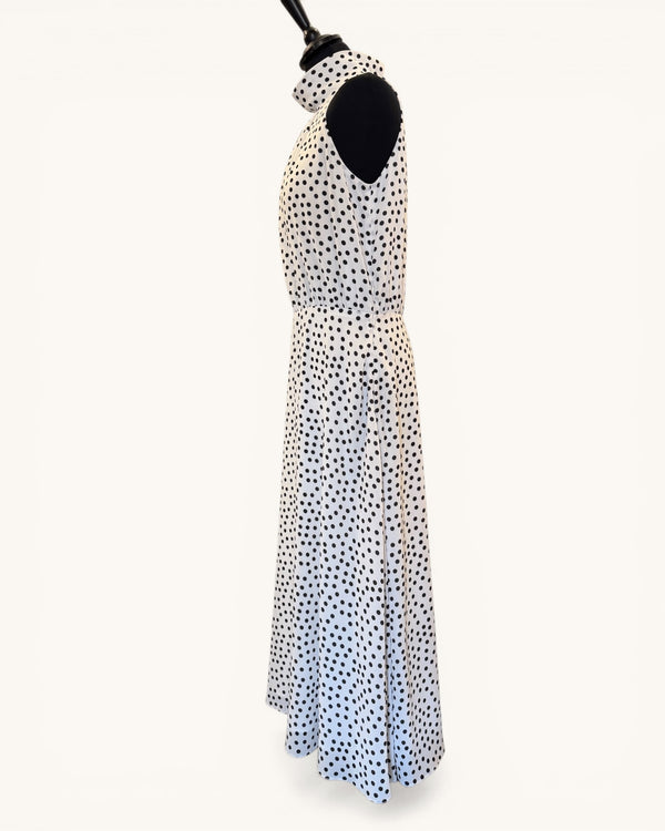 Claudia C white/black spotty dress size 10